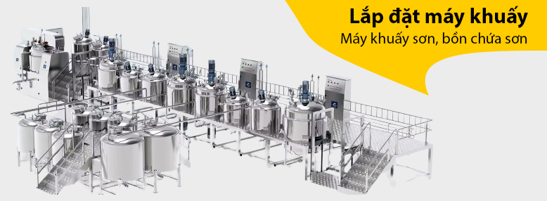 lắp đặt máy khuấy bồn khuấy sơn